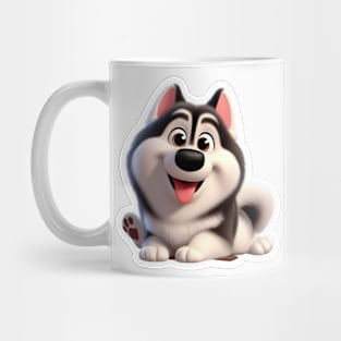 Cute Husky sitting down cartoon Mug